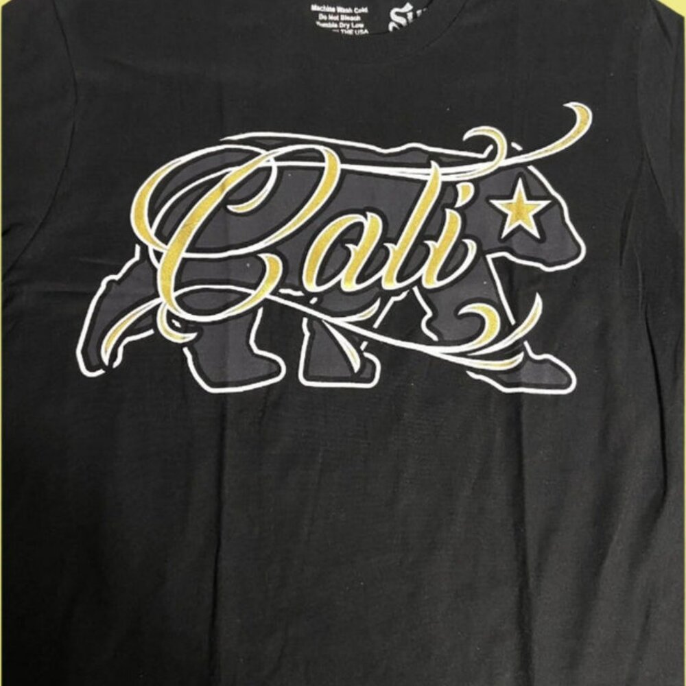 "Cali" California Grizzly Silhouette Adult Sm Black NOS T-Shirt